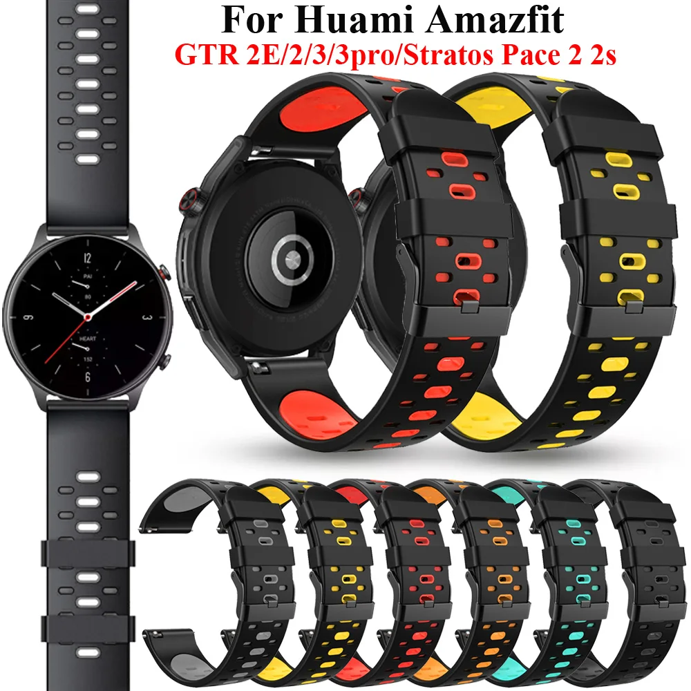 

22mm Watch Band For Huami Amazfit GTR 2E 2 3 3Pro Stratos Pace 2S 2 3 Silicone Strap for Xiaomi Huami Amazfit GTR 47mm Watchband