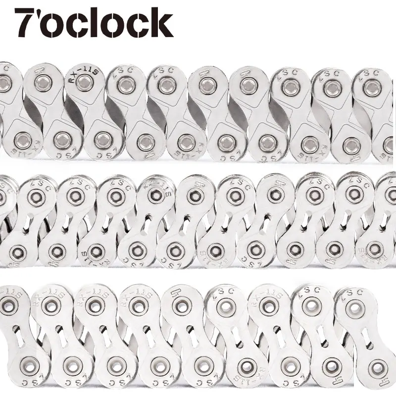 

7'OCLOCK 8/9/10/11/12 Speed Bike Chain High Strength Alloy Steel Electroplate Silver Color Wear Resistant Anti-Corrosion