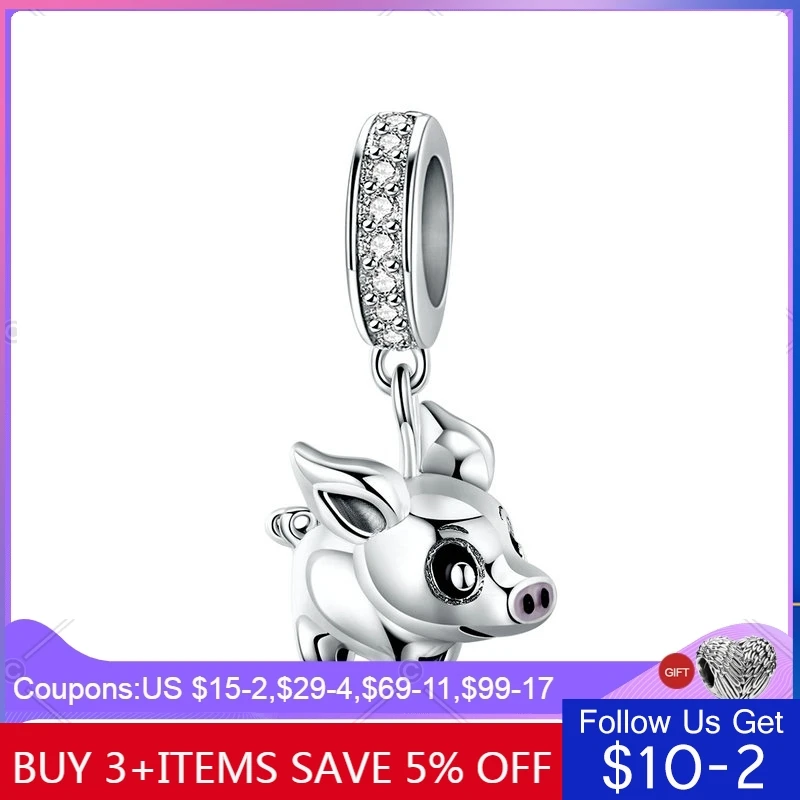 

CodeMonkey 2019 New 925Silver Delicate Piggy Pig Animal Pendant Charms fit Bracelets & Girlfriends Jewelry CMC1110