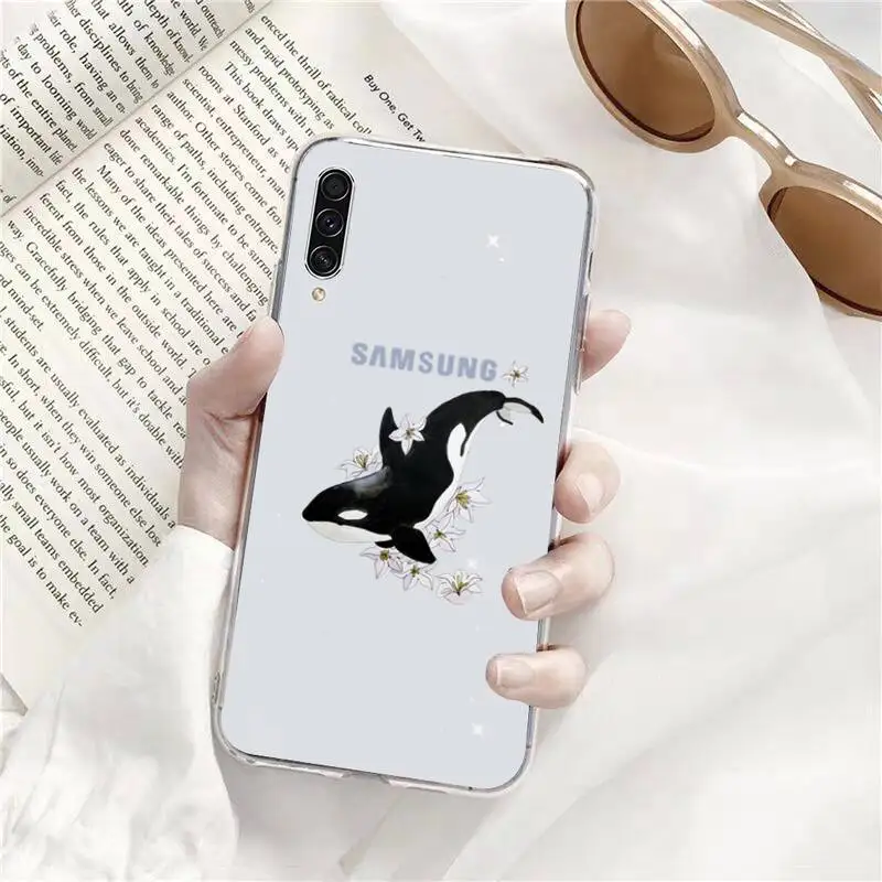 

blue killer whale cartoon Phone Case Transparent for Samsung A71 S9 10 20 HUAWEI p30 40 honor 10i 8x xiaomi note 8 Pro 10t 11