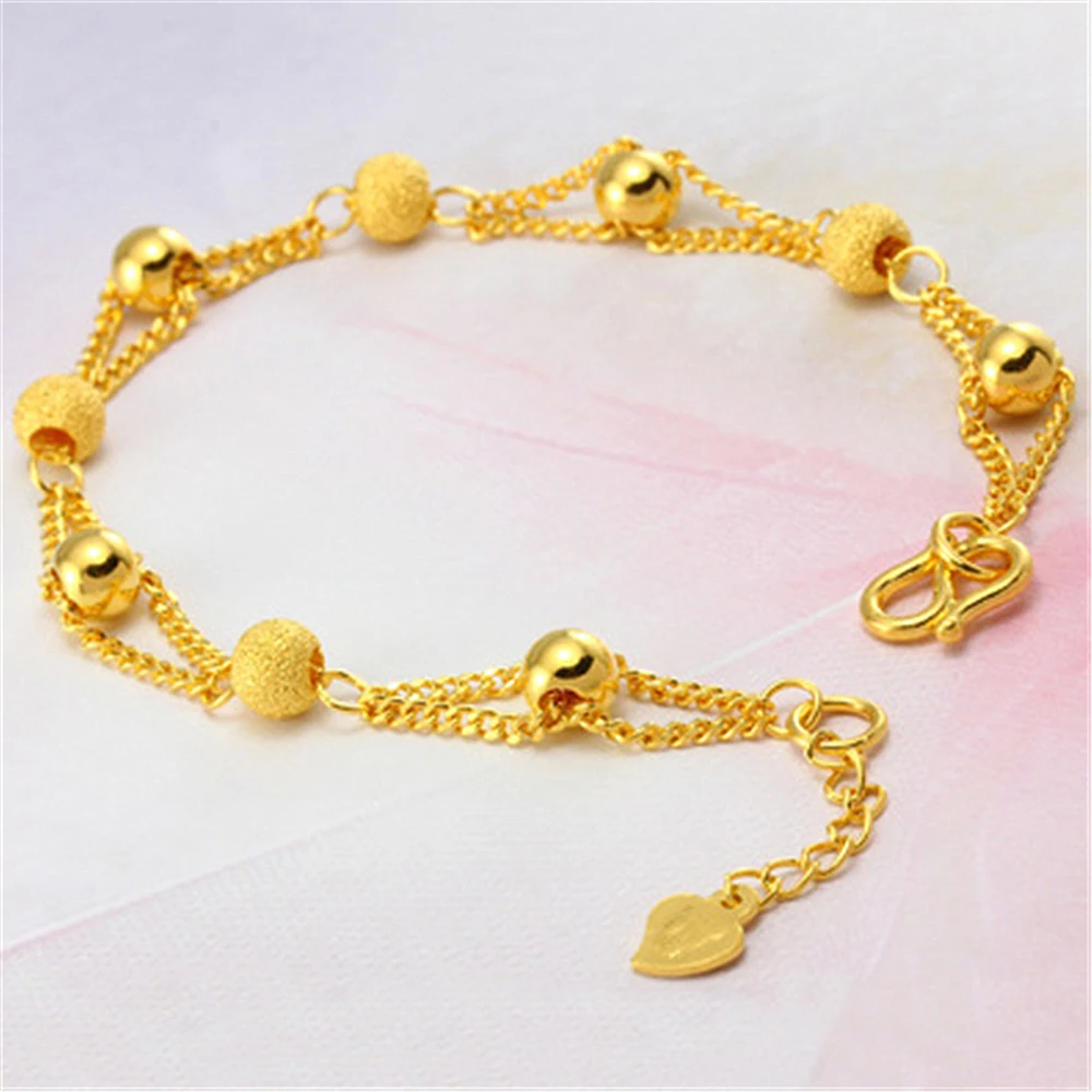 

Hot plated gold sand bead bracelet Vietnam sand gold beaded bracelet new creative bracelet euro coin gold bracelet