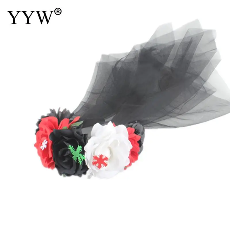 Свадебная гирлянда Роза цветок повязка на голову с Crape аксессуары для волос