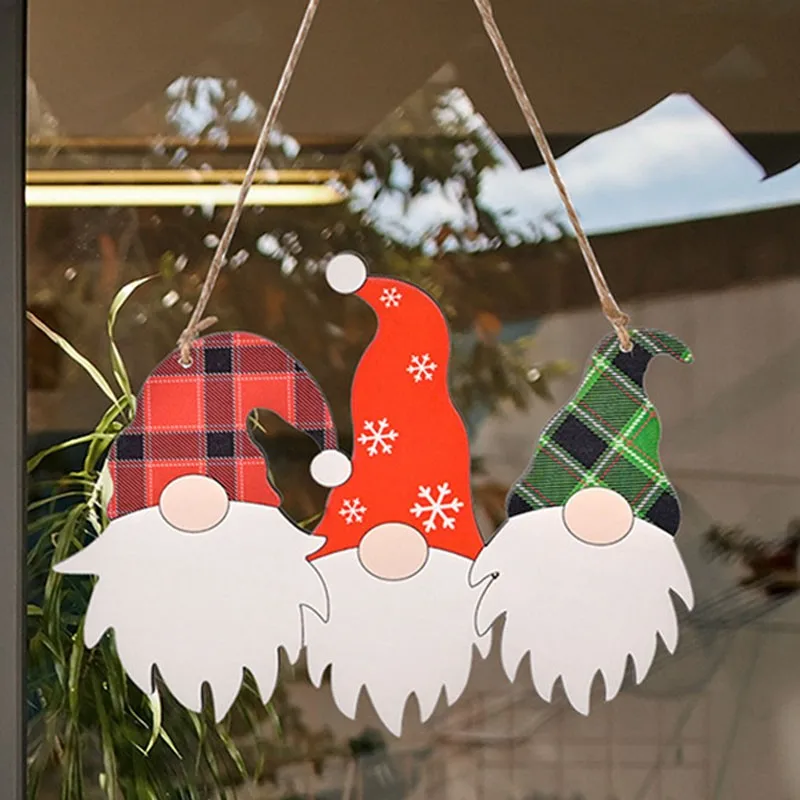 

Рождественская безликая гномная кукла дверь деревянная подвеска Счастливого Рождества украшение для дома Dec 2022 рождественские подарки