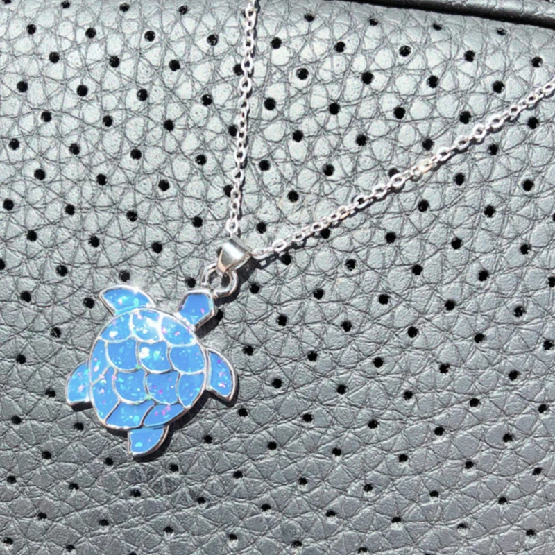 Креативные женские ожерелья с подвеской в виде черепахи синего кристалла