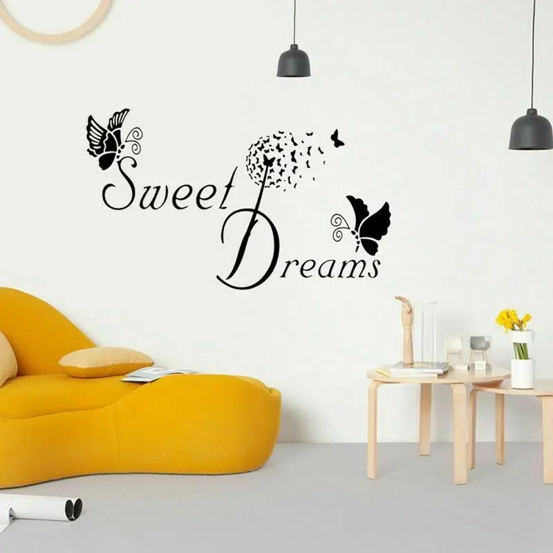 Наклейки на стену с надписью SWEET DREAMS и изображением бабочки | Дом сад