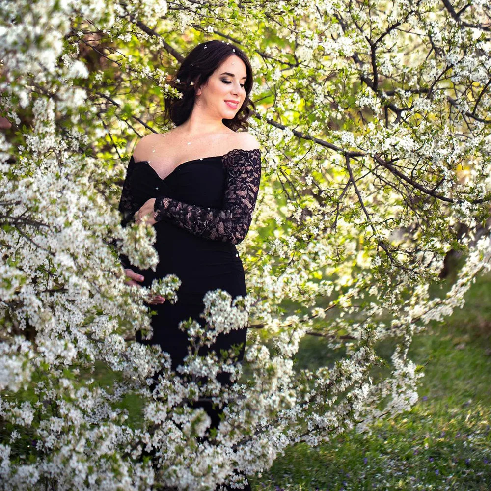 

Sexy Lace Maternity Dress For Maternity Photo Shoot Long Sleeve Maxi Gown Dresses Elegence Pregnant Long Dress Photography Prop