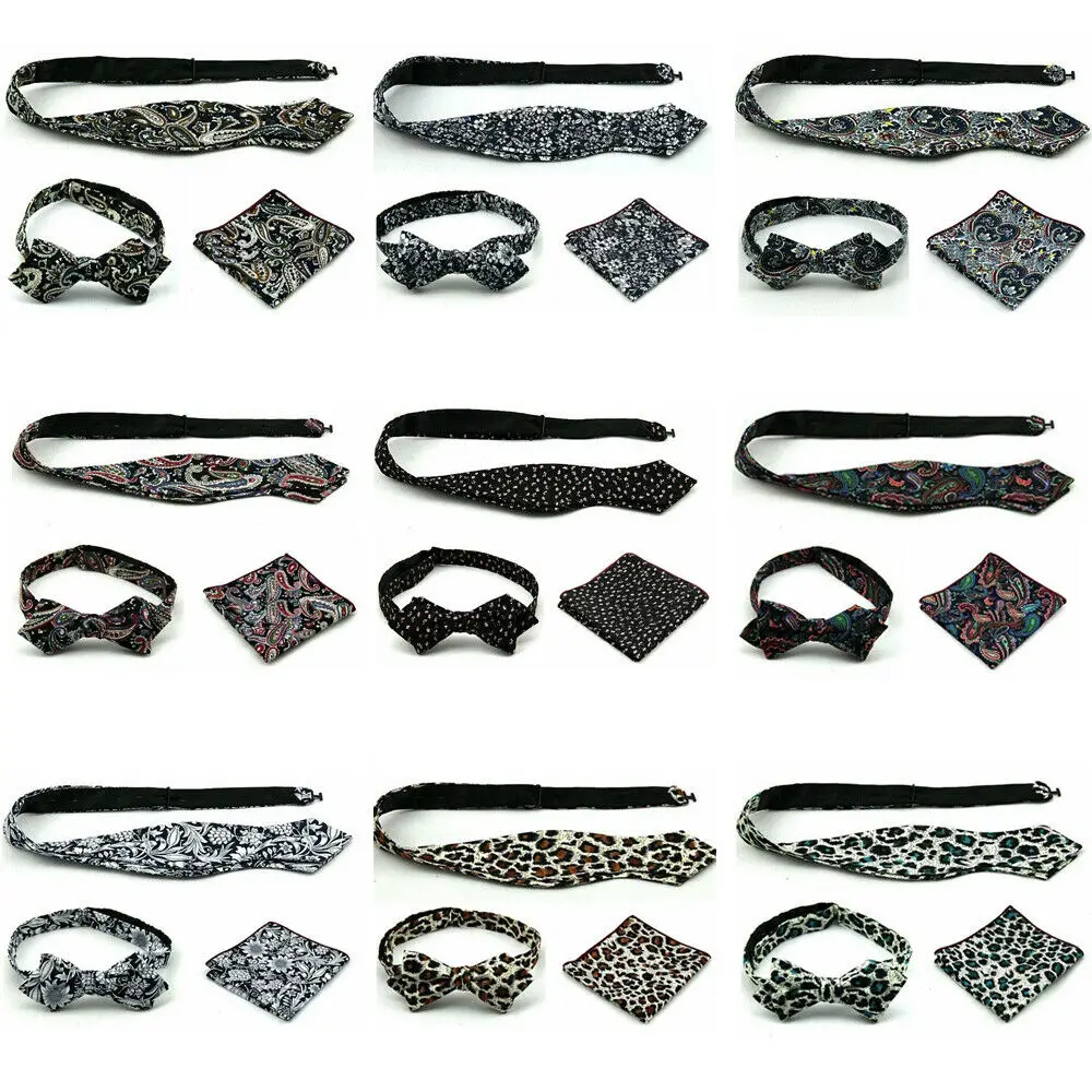 Мужские Цветочные Пейсли самостоятельно галстук-бабочка платок Карманный