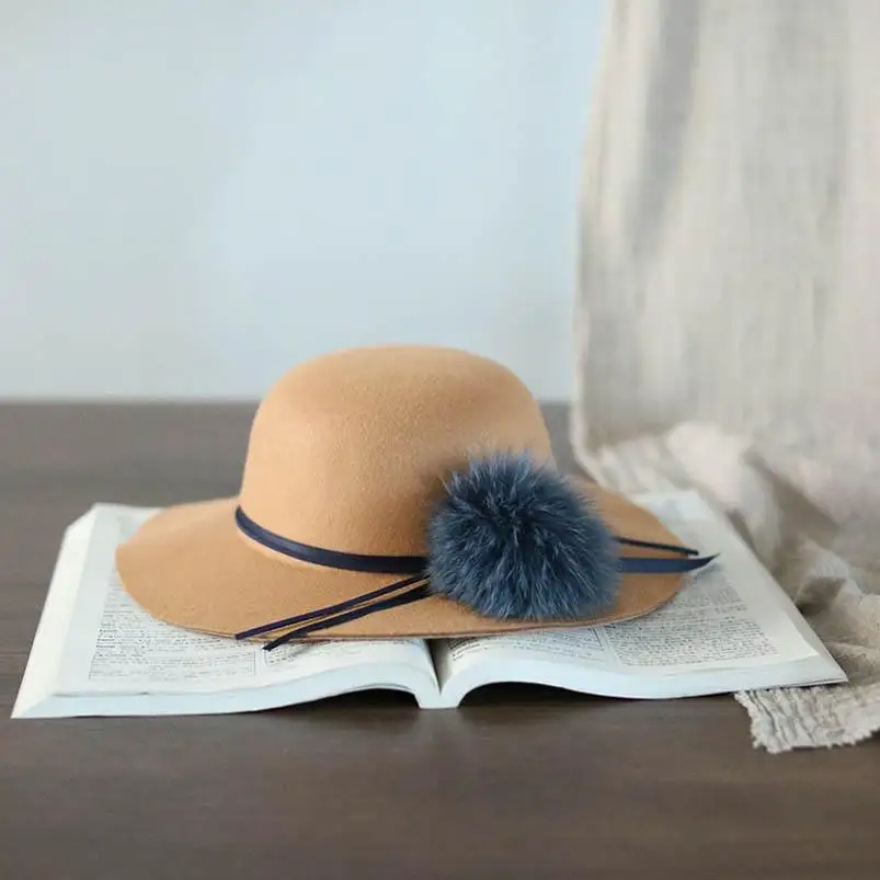 

Korean fashion woolen girls hats Vintage kids hats princess wide brim hats girls formal hat girls hat kids caps 2-7Y