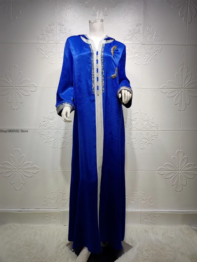 2021 Ramadan Abayas For Women Abaya Dubai Muslim Hooded Dress Jalabiya Caftan Marocain Turkish Evening Gown Islam Clothing