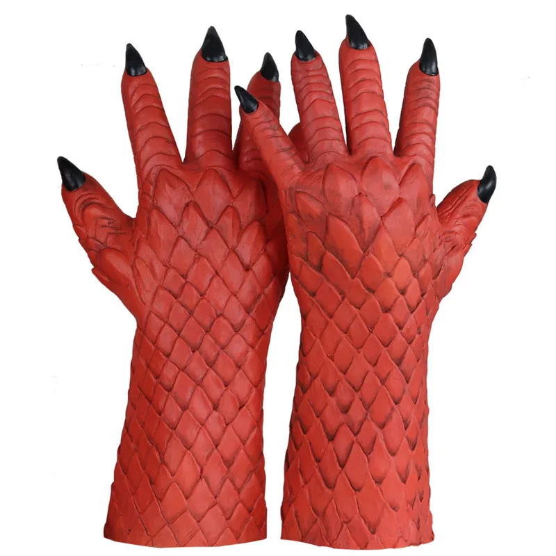 Gloves1 Латексная белиальная маска демона костюм для косплея дьявол маски с перчатками Хэллоуин вечерние реквизит - Цвет: Gloves1