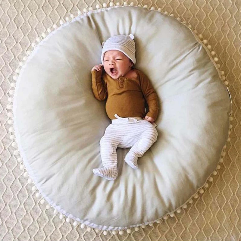 

90cm Round Baby Crawling Mat Cushion Stuffed Thick Cotton Play Pad Home Decor Carpet Floor Rug Baby Room Decoration