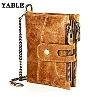 mens wallet rfid with iron chain wallet anti lost american gold clip double zip wallet