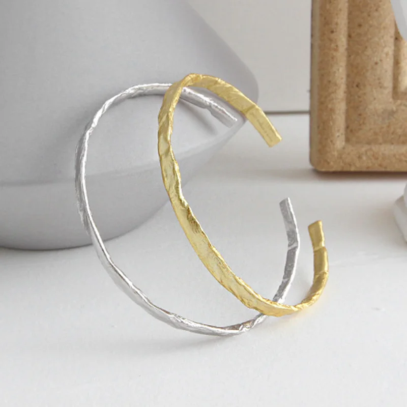 Твердый текстурированный браслет из стерлингового серебра 925 пробы для женщин