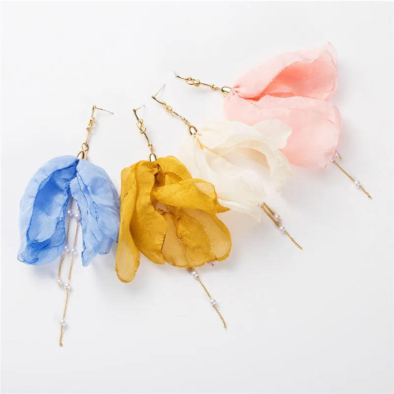 Серьги Модные ювелирные изделия европейские сетчатые газовые кружевные цветы