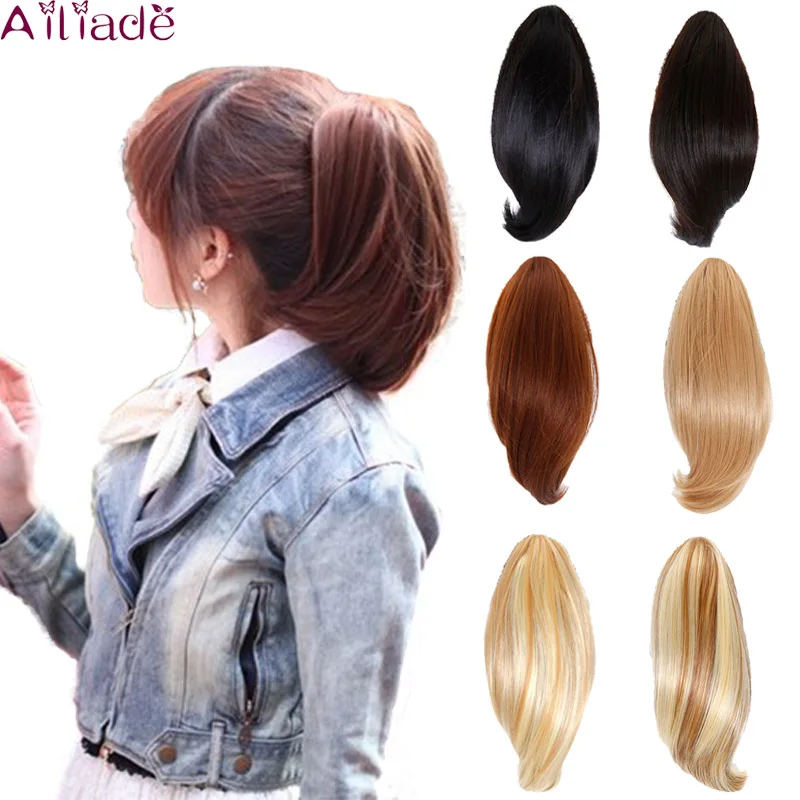 

AILIADE короткий прямой хвост шиньон высокотемпературный Синтетический зажим для хвоста для женщин черный коричневый конский хвост