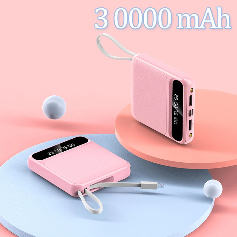 Мини Внешний аккумулятор 30000 мАч Зарядное устройство USB порт Мобильный телефон