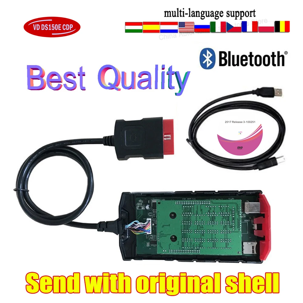 Новое поступление Obd2 сканер Vd Ds150e Cdp Bluetooth 2016.R0/2017.R3 генератор ключей на компакт
