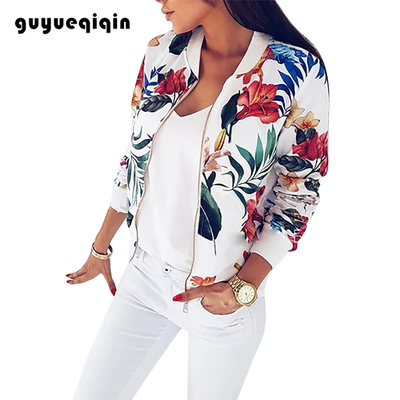 guyueqiqin Женское пальто с цветочным принтом кардиган повседневное длинным рукавом