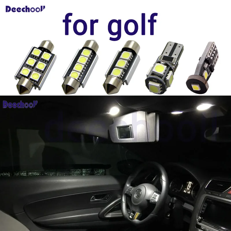 Ошибок автомобиля светодиодный лампы для Volkswagen VW Golf 4, 5, 6, 7, MK4 MK5 MK6 M7 интерьерные светильники карта купольный светильник комплект 1994