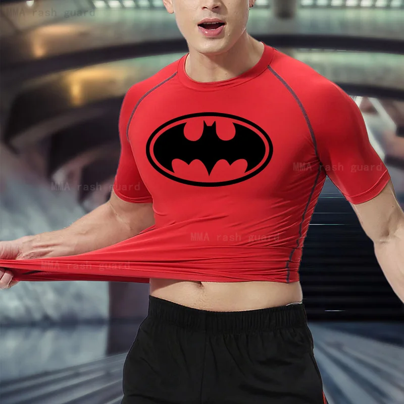 New T-shirt Running Men's Compression Sportswear MMA Gym T-shirt Men Tracksuit Tights Fitness Bodybulding Jogging Short shirt