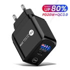 Зарядное устройство PD 20 Вт, быстрая зарядка USB 3,0 Type C, быстрая зарядка PD для iPhone 13, 12, 11, 2 порта, зарядное устройство USB QC 3,0