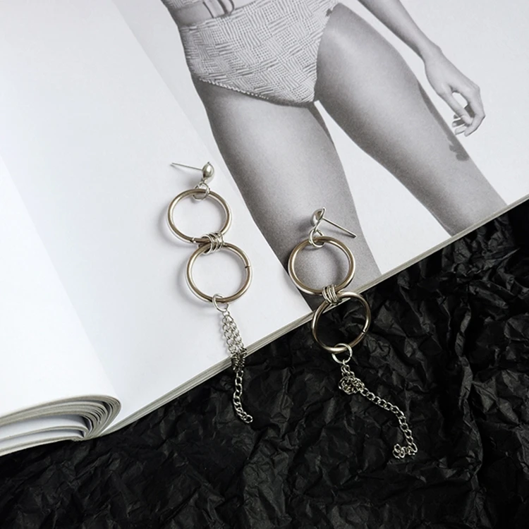 2019 корейская Серебряная цепочка серьги с кисточками эффектные геометрические