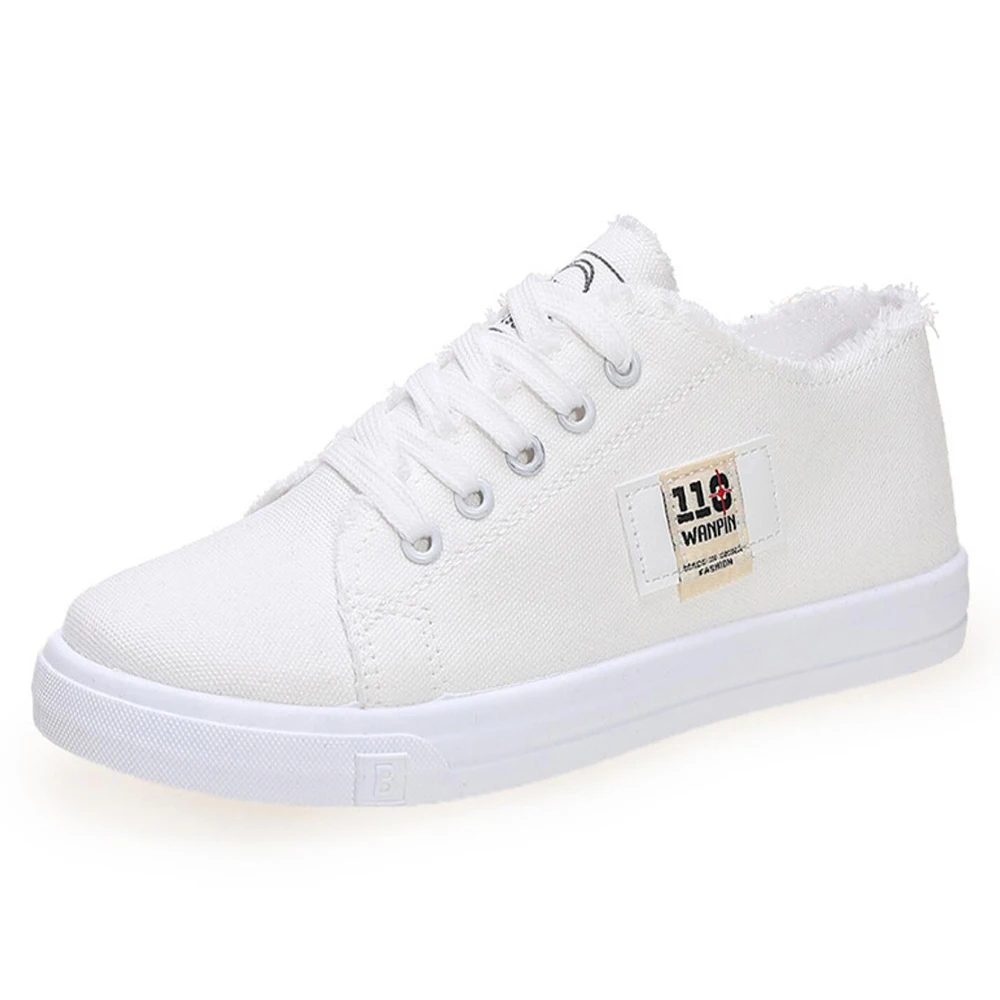 

2021 Women Casual Shoes Spring Fashion Embroidered White Sneakers Breathable Flower Lace-Up Vulcanized Sneakers Lady