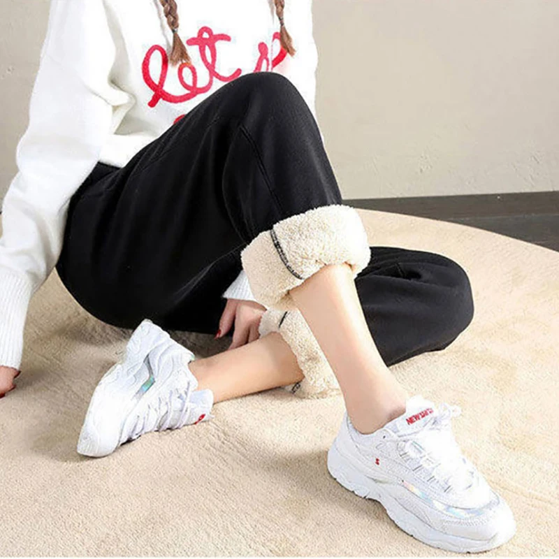 Зимние женские спортивные штаны для тренажерного зала флисовые брюки однотонные