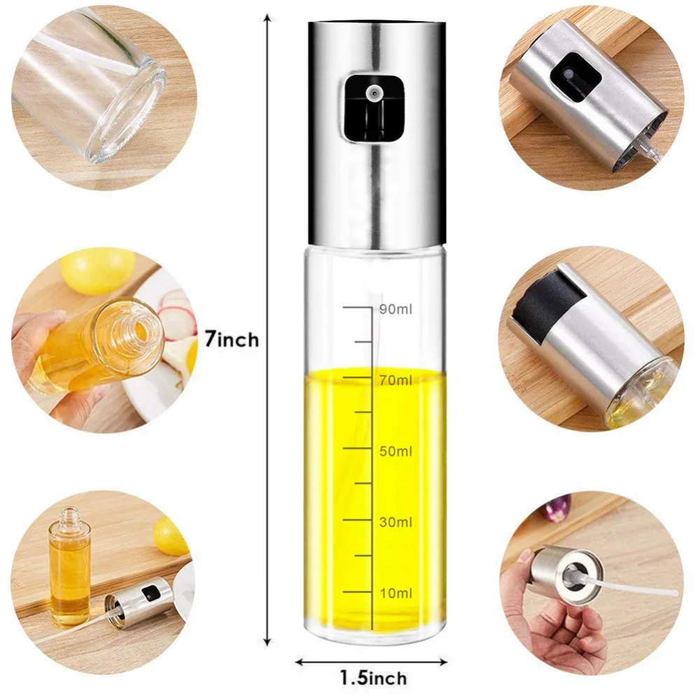 100 мл 2 шт. стеклянный распылитель оливкового масла с чистящей щеткой пустая