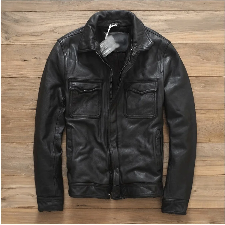 Импорт 2020 мужская куртка из воловьей кожи корейская мода приталенная