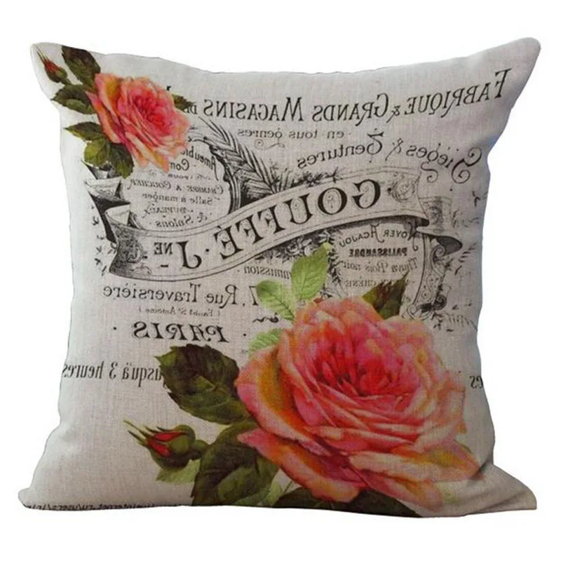 

18" French Country Butterfly Flower Cotton / Cotton Pillowcase European Style Car Cushion Cover Wholesale New Sofa Pillowcases