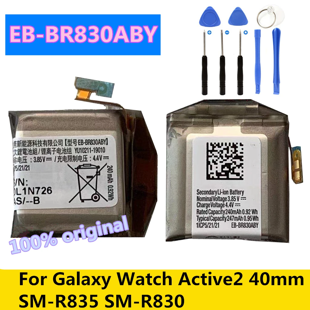 

Original Replacement Battery EB-BR830ABY For Samsung Galaxy Watch Active2 40mm SM-R835 SM-R830 Genuine Battery 247mAh