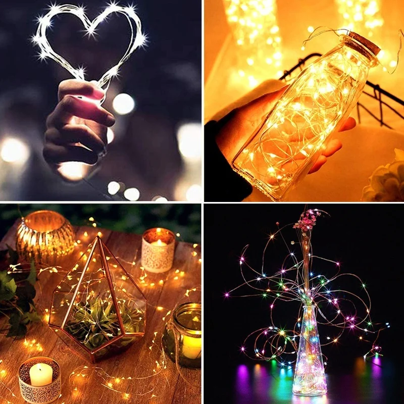 

1/3/5 Pack LED Garlands Holiday String Lighting CR2032 Button Battery Copper Wire Fairy Lights For Christmas Decoration For Home