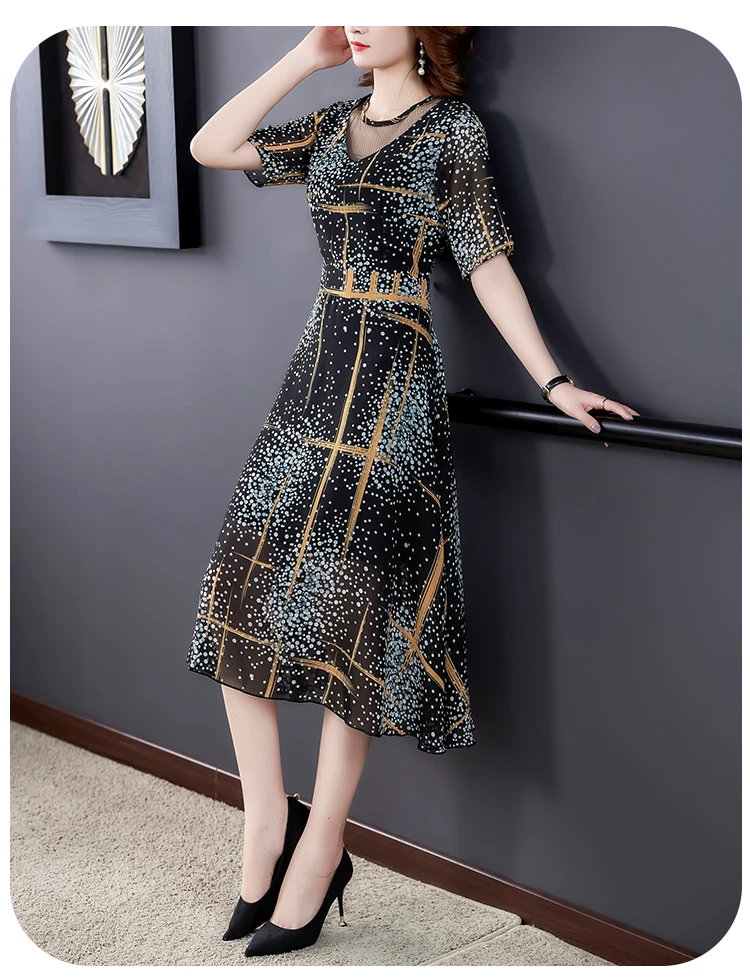 Летние футболки French женское роскошное шифоновое платье с принтом миди цветочным