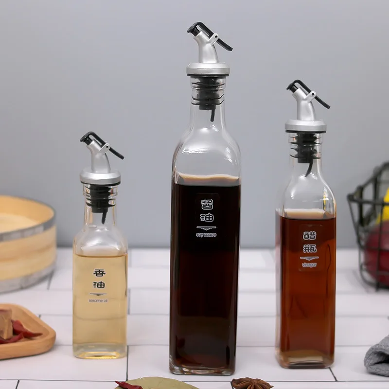 3Pcs Soy sauce vinegar oil bottle kitchen supplies household glass tank stainless steel leak proof | Дом и сад