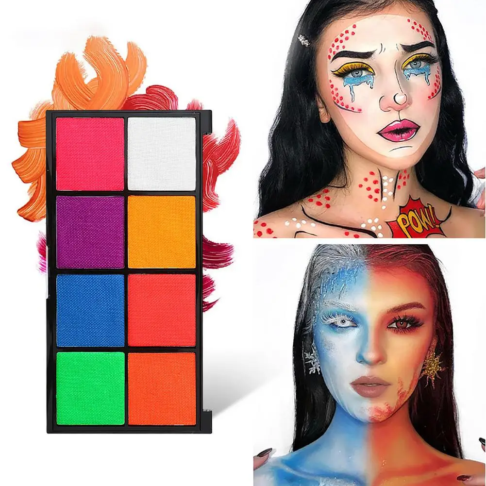 

Палетка масляных красок для лица, 8 цветов, нетоксичный набор для макияжа, легкая в чистке краска вечерние, инструменты для демонстрации цве...
