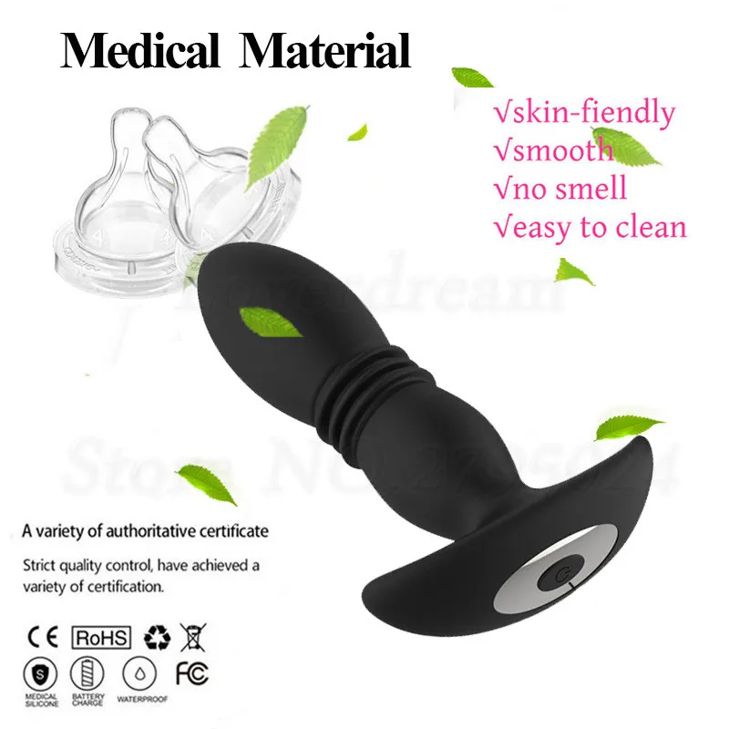 Телескопическая Анальная пробка вибратор массажер простаты секс-игрушки для