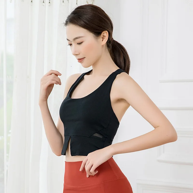 

2019 Fashion Style Nylon Yoga Vest Woman With Chest Cushion Sports Wear For Women Bra Vest Breathable Elastic Fitness Vest Woman