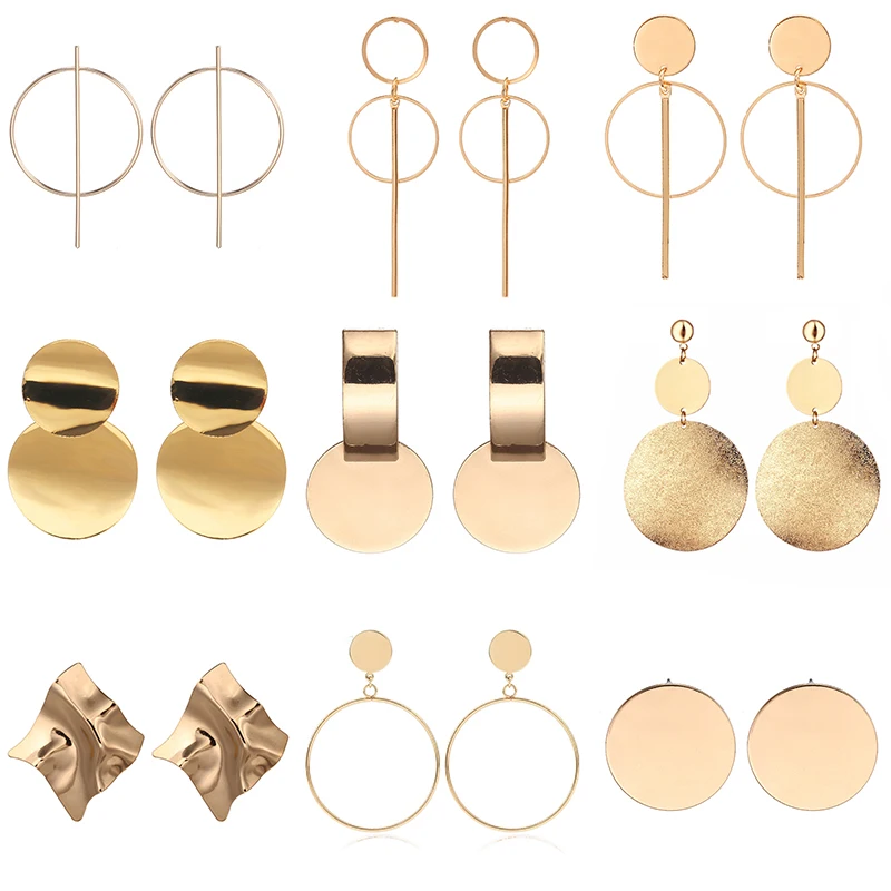 Новые Винтажные висячие серьги для женщин золотого/серебряного цвета большие