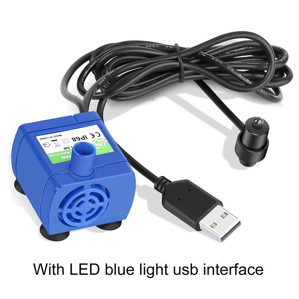 Interface de Bomba de Água Dispensador de Água Dr-dc160 com Luz Led para Pet Original Projetado Azul Aquário Bomba Automático 5v Usb