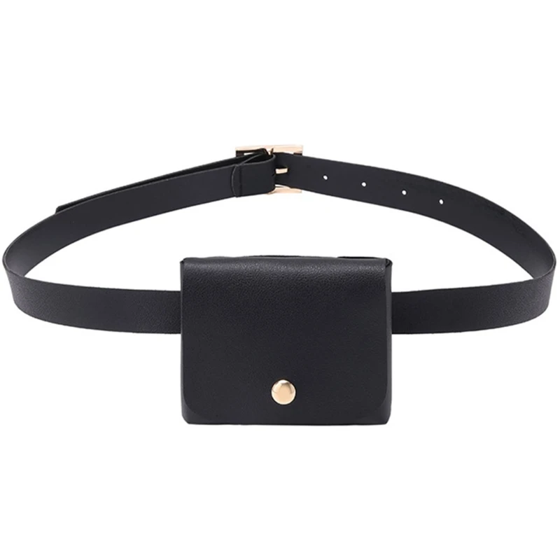 

Women Girls PU Leather Fanny Pack Casual Waist Bag Classic Cell Phone Pocket Travel Pouch with Removable Belt