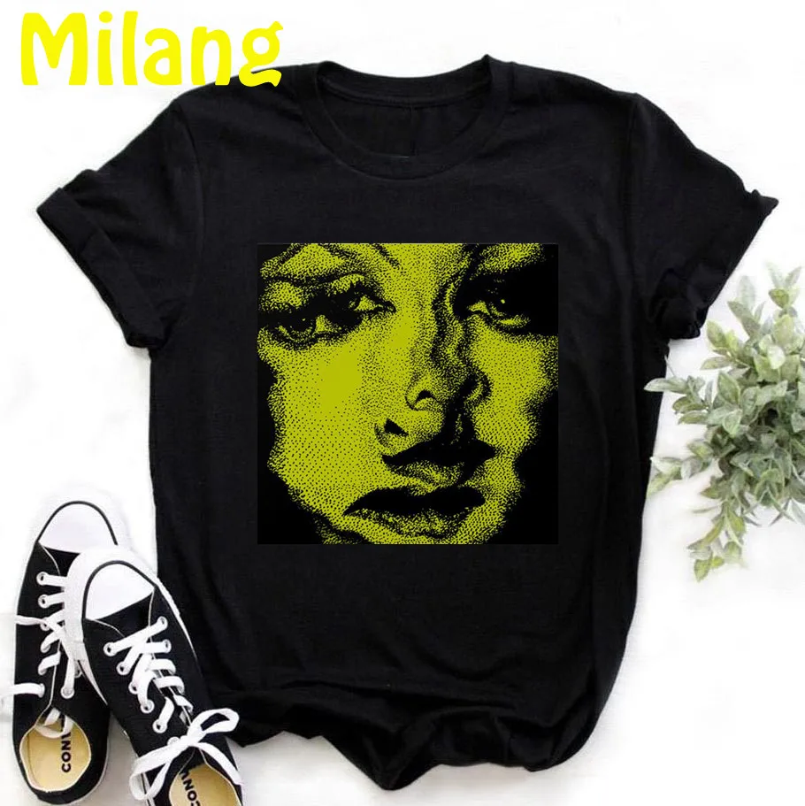 Женские футболки с забавным принтом лица в стиле поп-арт белые топы эстетичным