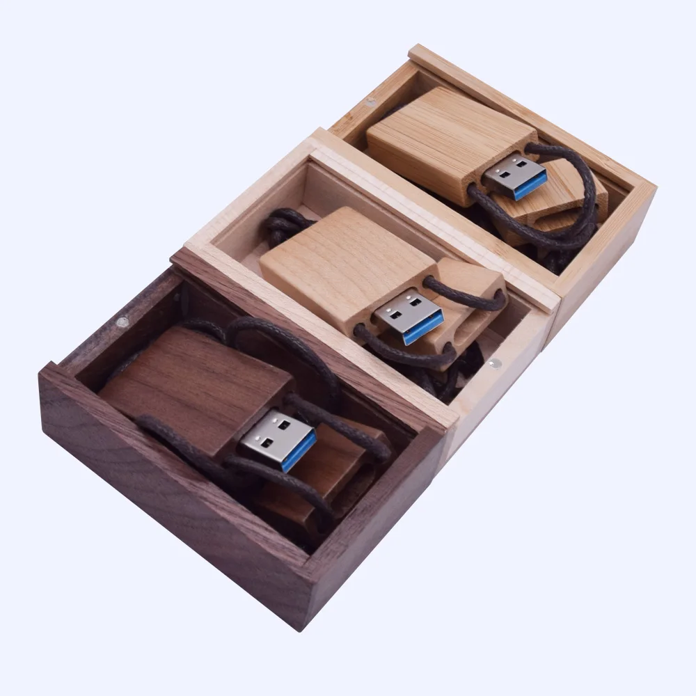 

Квадратная коробка с веревкой, деревянная Usb 3,0, высокая скорость, 8 ГБ, 32 ГБ, 64 ГБ, 16 ГБ, 128 ГБ, Usb-флеш-накопитель, Пользовательский логотип, ручк...