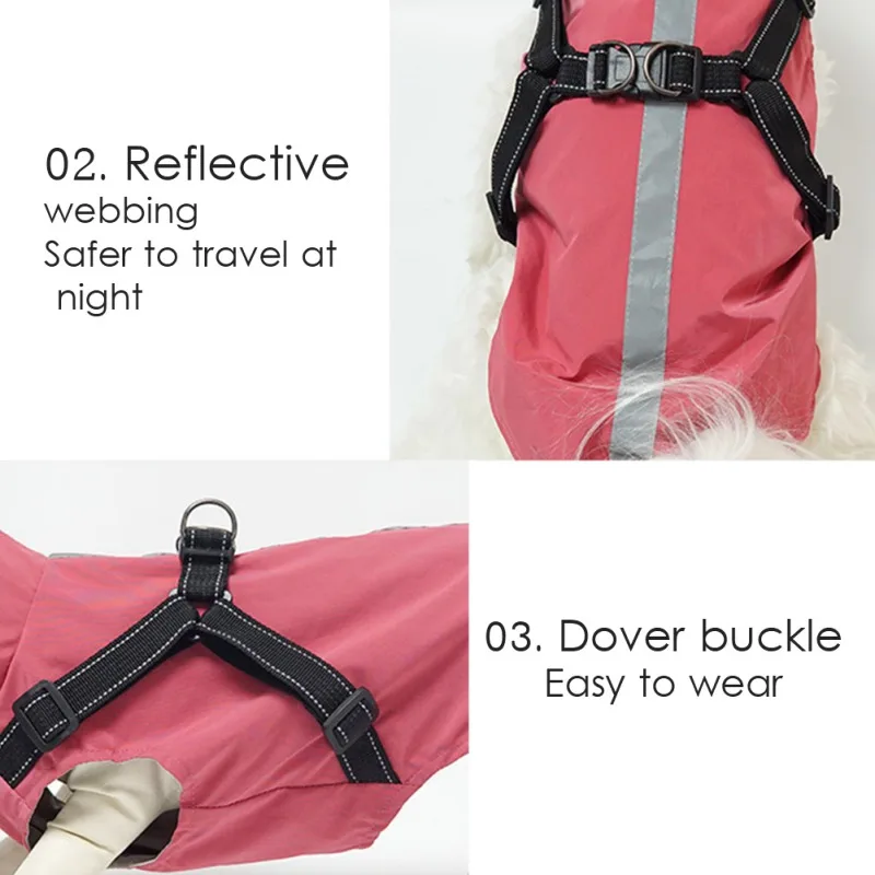 Зимний светоотражающий водостойкий дождевик для домашних животных с прочным