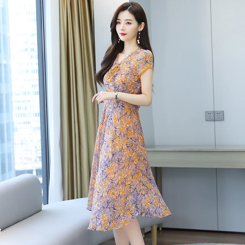 Femmes Longue Imprimé Floral Robe D'été 2021 Piste Élégant Rétro Bohème Coréen Rétro Décontracté Mer Plage Vacances Fête Vestidos Nouveau