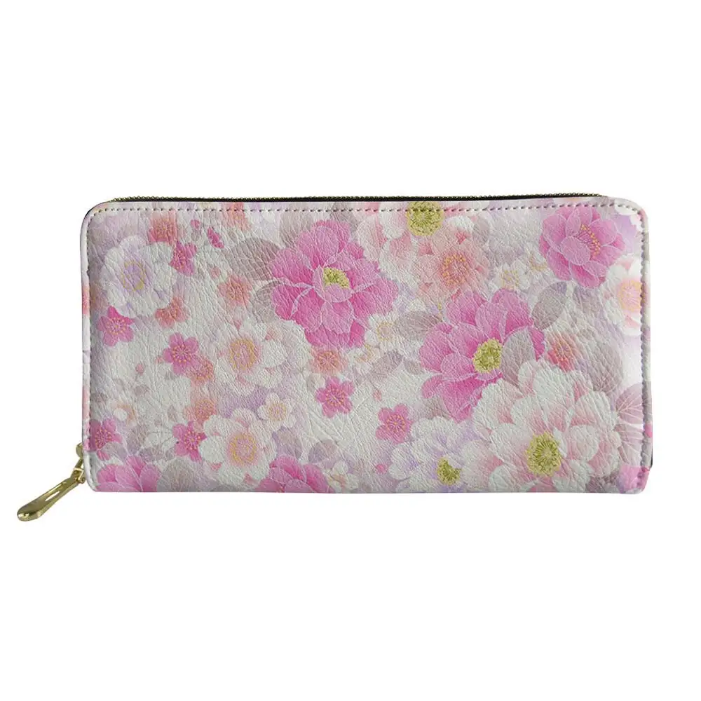 

3D Famous Flower Floral Pattern Cartoon Print Business Bank Cards Case ID Women Card Holder Zipper Bags Women Card Holder Wallet