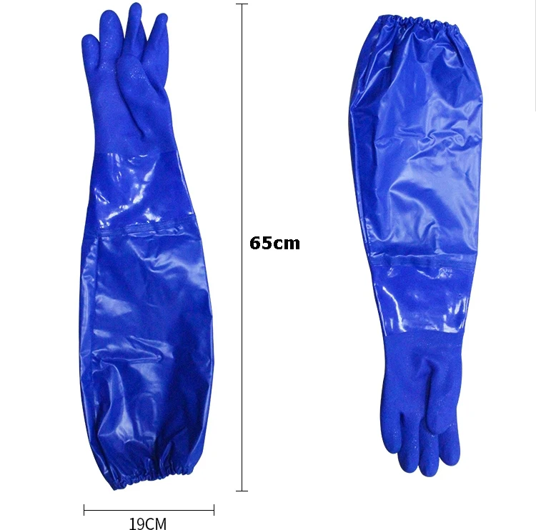 

65CM Long Cuff PVC Chemical Acid Base Resistant Household Fishing Safety Wear Oil Proof Work Gloves