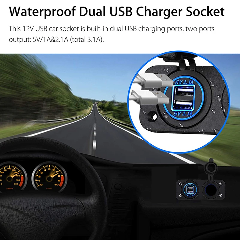 12V морской USB штепсельная розетка Панель 2 в 1 Гнездо для автомобильного