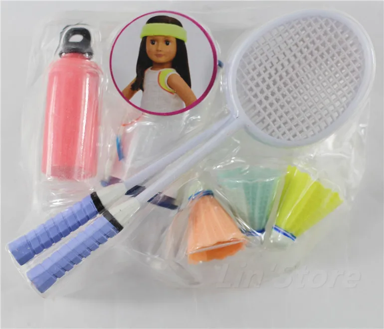 Спортивный набор для бадминтона кукольный подходит куклы 16-18 дюймов