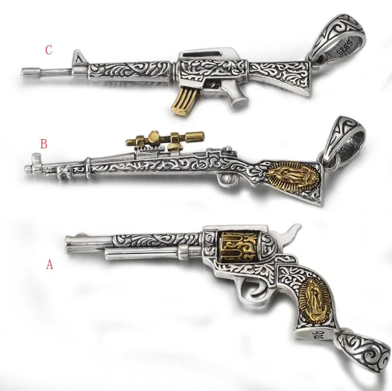 

Fashion Jewelry 2020 Necklace Pendant For Men Vintage Trendy Personality Creative Pistol 925 Sterling Silver Gun Pendant (FGL)